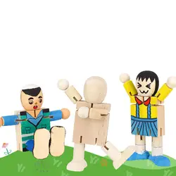 DIY деревянная фигурка робота Модель Дети Развивающие деформируемые головоломки игрушка