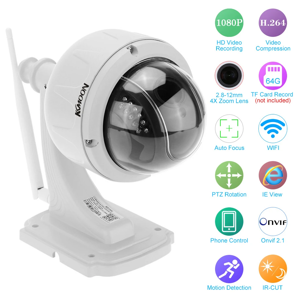 Камера видеонаблюдения KKMOON H.264 HD 1080P 2 8 12 мм Wi Fi IP водонепроницаемая с автофокусом