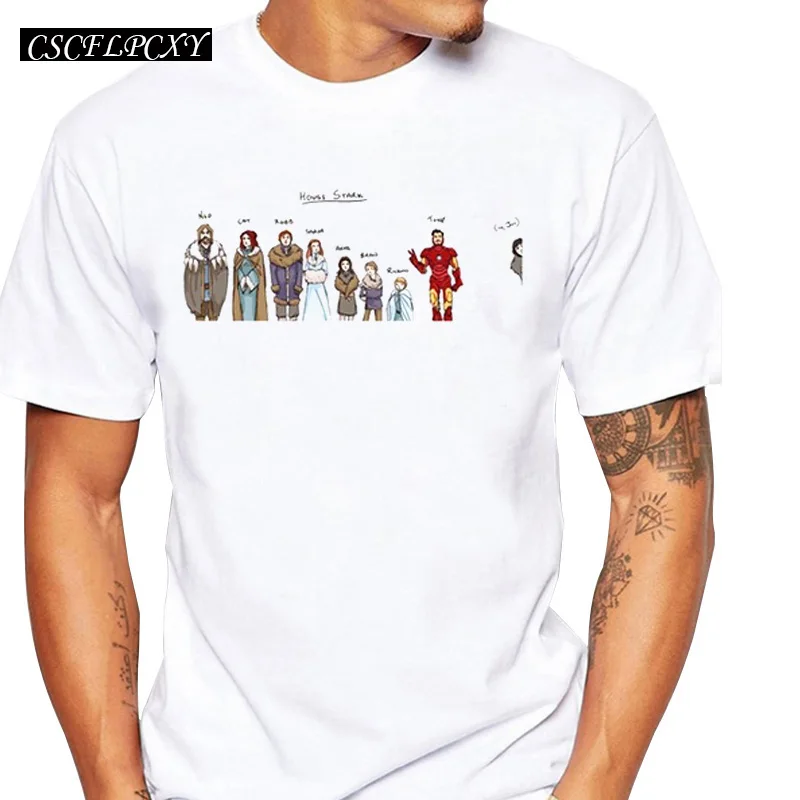 

Funny House Stark Jon Snow Game Of Thrones Men T-Shirt High Quality Cool T Shirts Tops Short Sleeve Basic t shirts