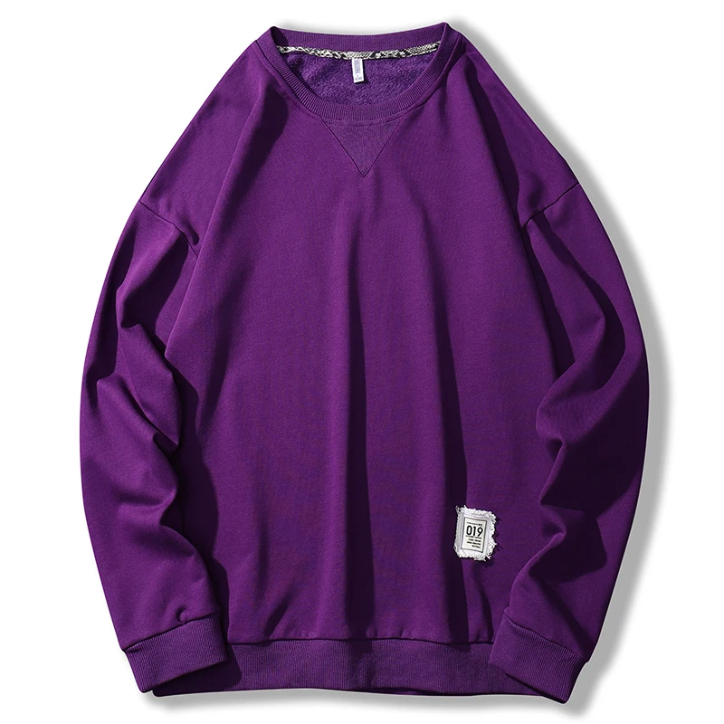 SingleRoad негабаритных Crewneck Толстовка для мужчин Colorblock хип хоп Японская уличная одежда белый свитер с капюшоном мужской спортивный костюм - Цвет: Purple Sweatshirt