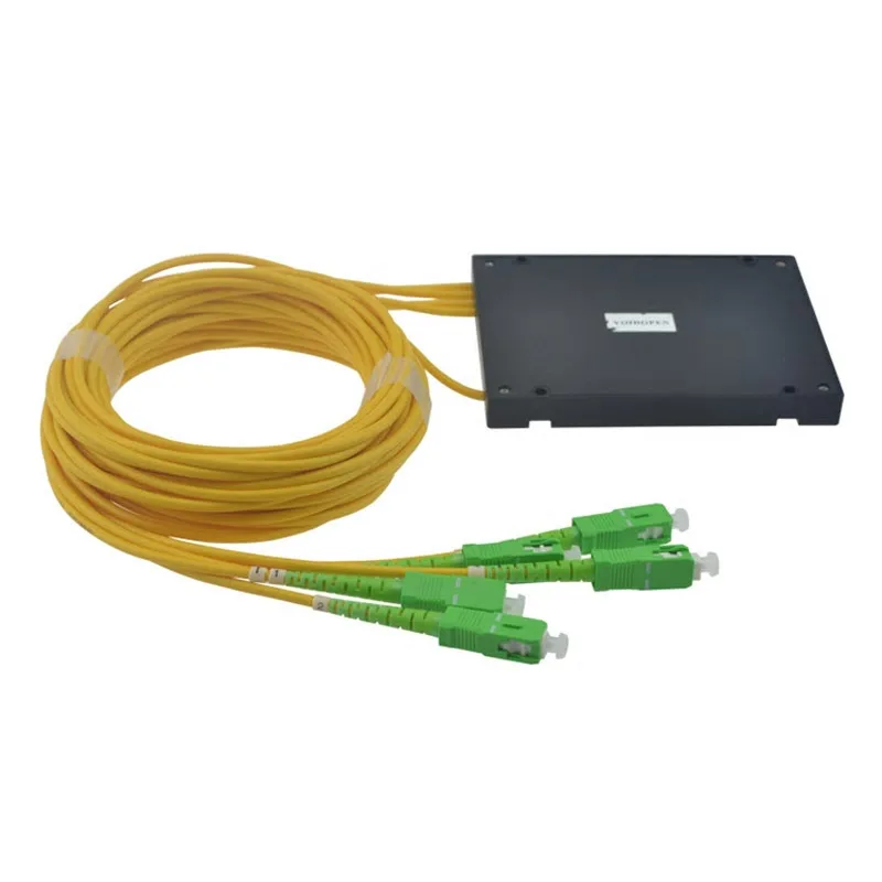 

Hot sale SC APC 1x4 PLC Fiber optical splitter single mode with SC APC connector FTTH SC 1x4 PLC ABS optic splitter box