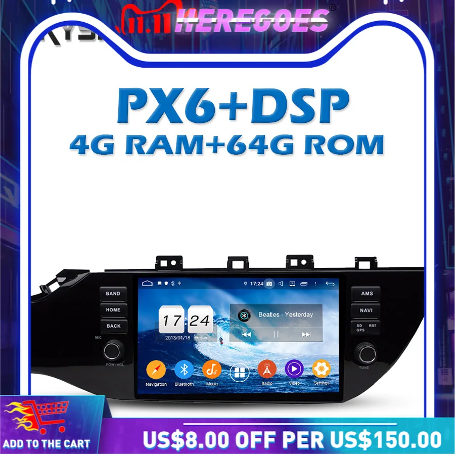 Автомобильный DVD-плеер Carplay PX6 DSP Android 9. 0 4G + 64 Гб 11 0*1280 IPS Bluetooth Wifi стерео радио