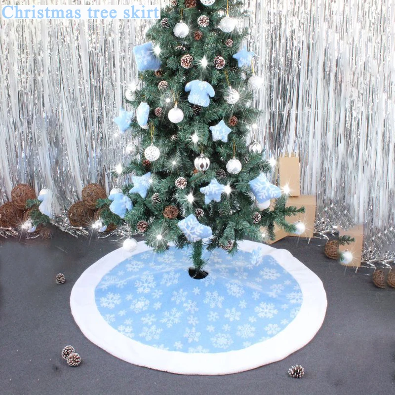 

1PCS Diameter 90/120cm Christmas Tree Buffalo Plaid Three-Dimensional Snowflake Jacquard Plush Skirt Decorations For Home Decor