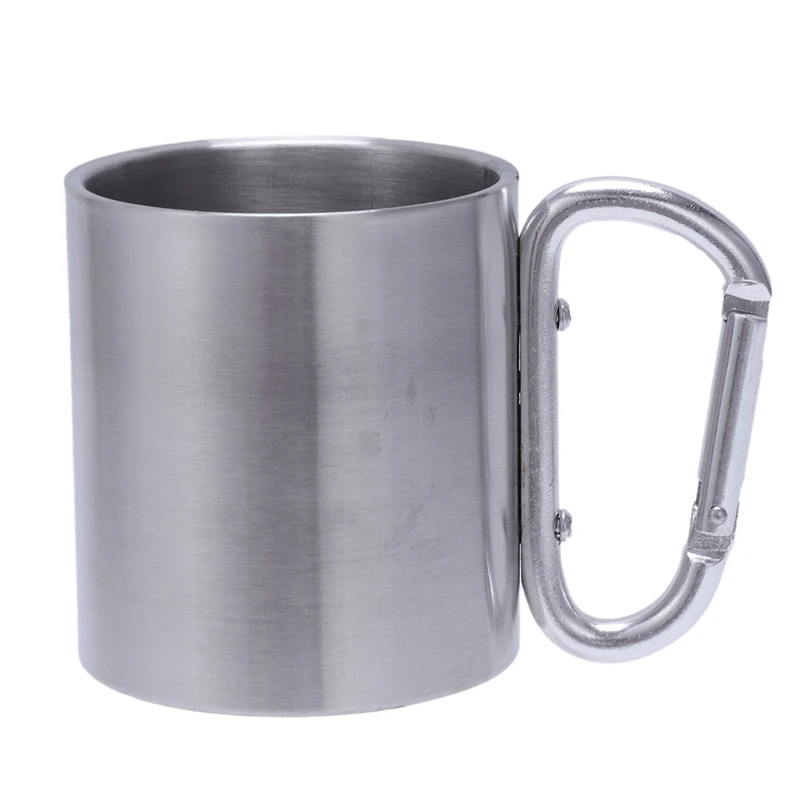 

Stainless Steel Cup Coffee Cup Camping Outdoor Picnic Carabiner 220ML