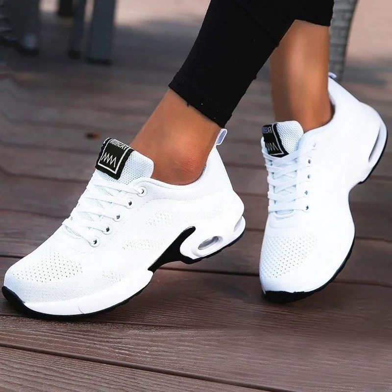 Women Lightweight Sneakers Air Cushion Ladies Trainers White Tennis Shoes  Casual Platform Flat Sneakers Breathable Mesh Comfort|Women's Vulcanize  Shoes| - AliExpress