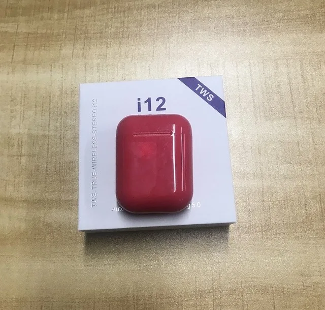 Мини i12 tws Bluetooth наушники Беспроводная гарнитура сенсорное управление 3D бас стерео наушники PK i13 i14 i10 tws для iPhone Android - Цвет: Red