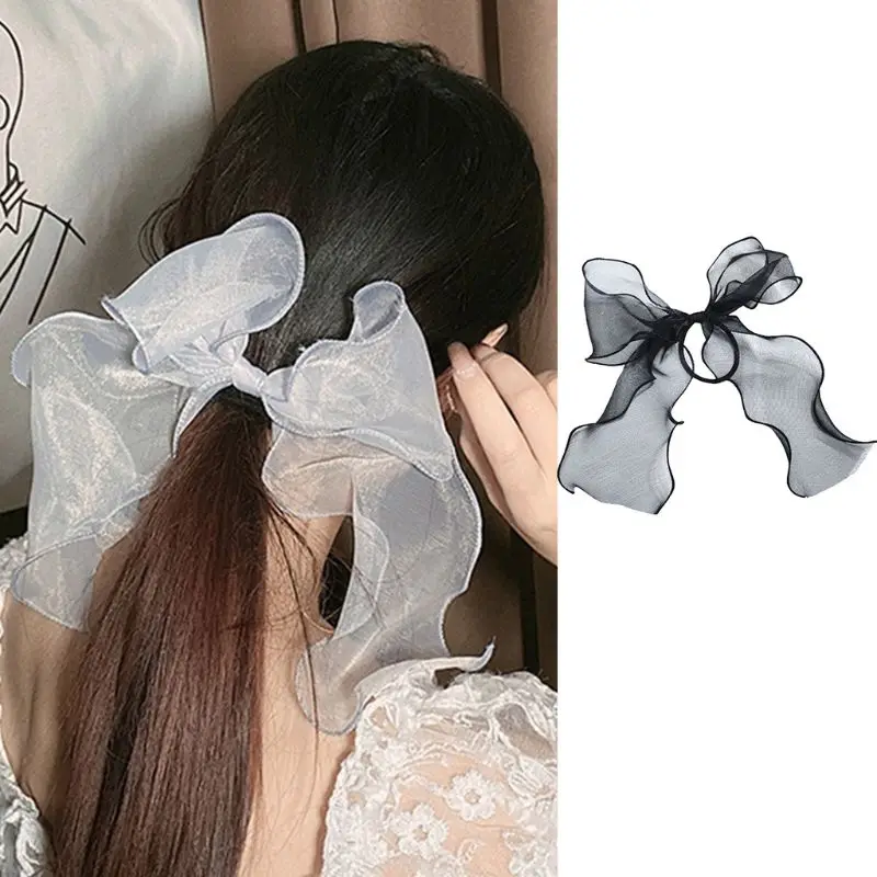

Ladies Organza Streamers Hair Ties Scrunchies Mesh Bowknot Sweet Candy Color Ribbon Rubber Band Elastic Ponytail Holder
