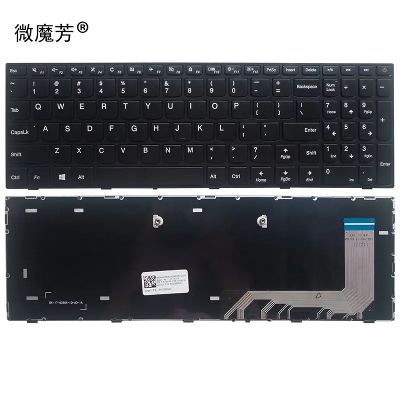 

Клавиатура для ноутбука lenovo ideaPad 110-15ISK, английская, американская, без подсветки, черная, P/N:5N20L25958 V6386A-US