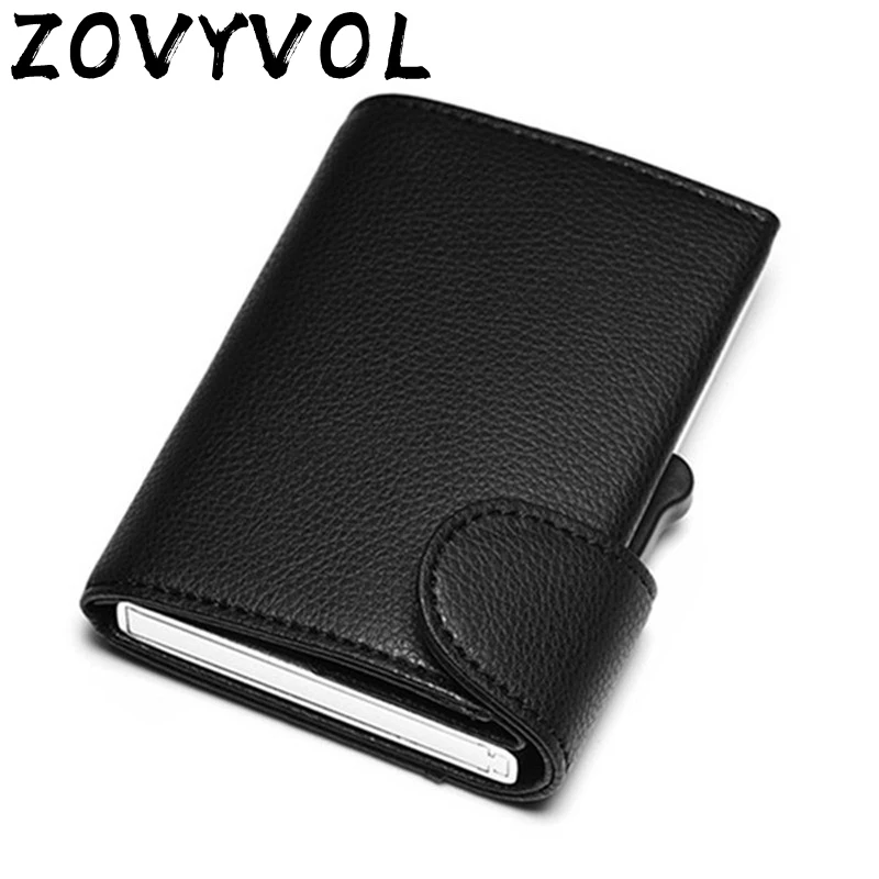 

ZOVYVOL Anti theft Men Vintage Credit Card Holder RFID Blocking Wallet Leather Unisex Security Guard Aluminum Metal Purse
