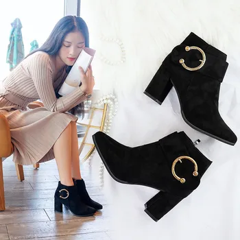 

Explosive models designer boots women's autumn and winter Martin boots women's high-heeled wild fashion matte boots female