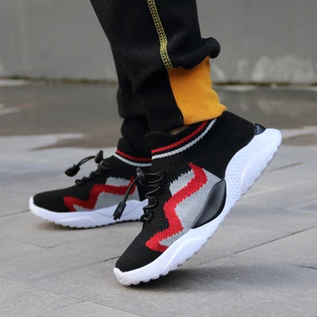 

2019 Hot Kids Walking Shoes Mesh Breathable Youth Boy Sneakers Elastic Band Flats Kids Sneakers FlyWire Children Running Shoes