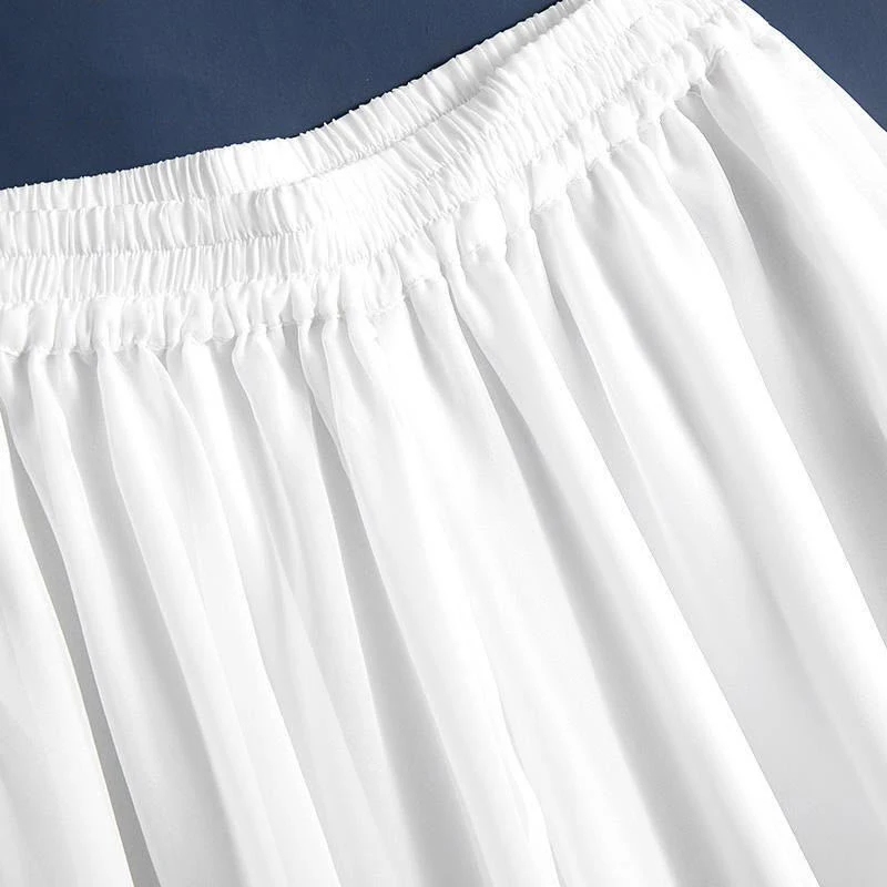 AECU Women Pant Wide Leg Solid Color Culottes Pant Female High Waist Thin Chiffon Plus Size Casual Ladies Culottes Trousers
