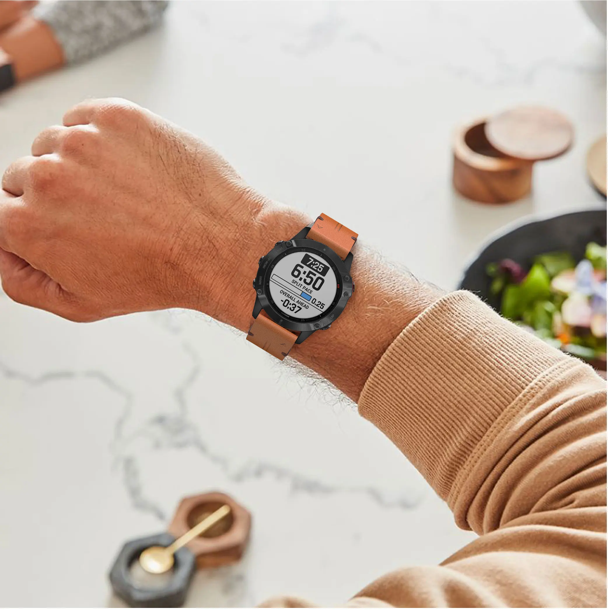 Bracelet Garmin Fenix 6/5/5 Plus en Cuir Véritable