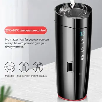 

Car Travel Heating Cup With Anti-Spill Cover 12V Portable Coffee Travel Cup 20℃~95℃ Variable Temperature Control Kettle
