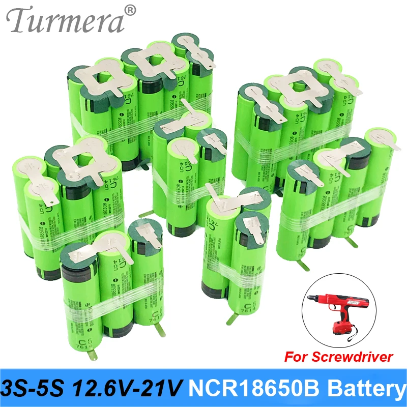 Turmera 3S 4S 5S NCR18650B 18650 3400mAh 6800mAh Lithium Battery Soldering for 10.8V 12V 16.8V 18V 21V 25V Screwdriver Batteries |