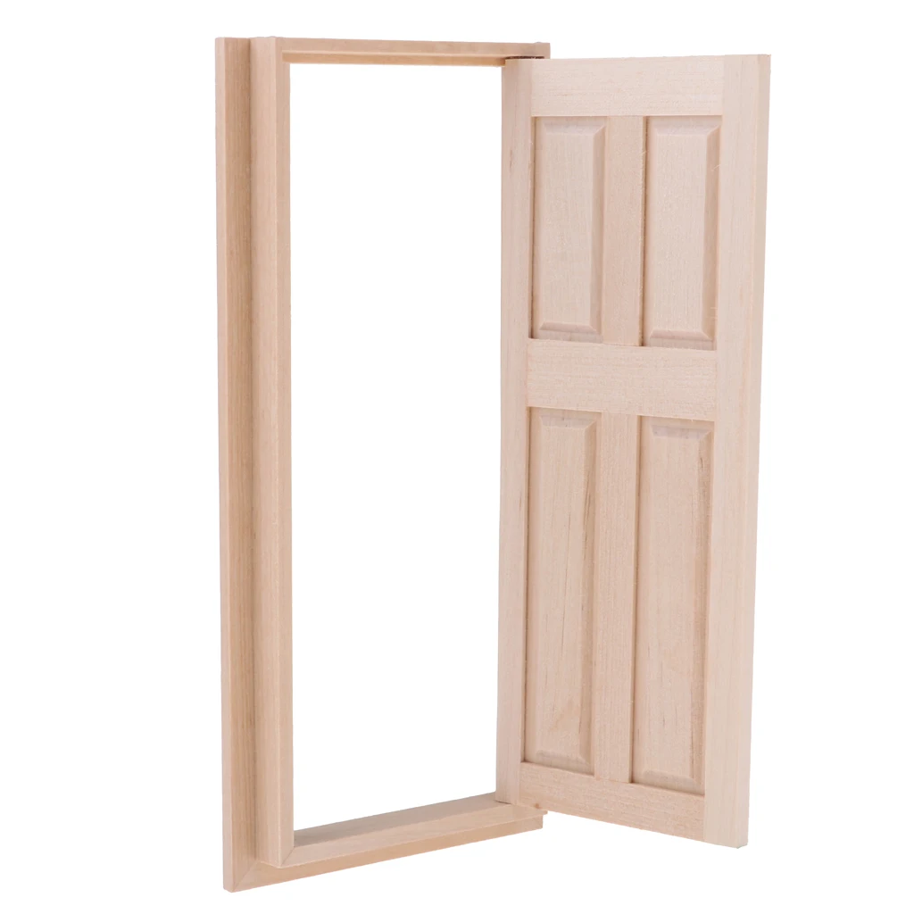 Wooden Unpainted 4-Panel Door Frame Kit, for 1/12 Dollhouse Miniature Furniture, Dolls House Furnishings Toy Wooden Unpainted 4-Panel Door Frame Kit, for 1/12 Dollhouse Miniature Furniture, Dolls House Furnishings Toy