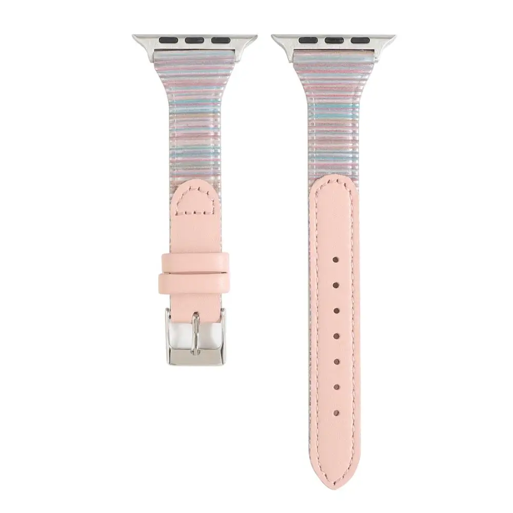 pink Ремешок для наручных часов Apple Watch Series 5/4/3/2/1 38 мм 42 мм 40 мм 44 из дышащей кожи браслет ремешок спортивный бесшовный для наручных часов iwatch серии - Цвет ремешка: pink