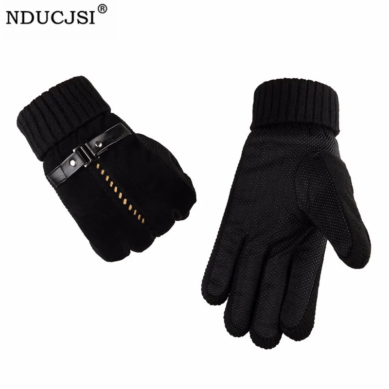 NDUCJSI противоскользящие Guantes мужские зимние перчатки кожаные зимние варежки противоскользящие экраны теплые перчатки грелка для рук шерстяные перчатки