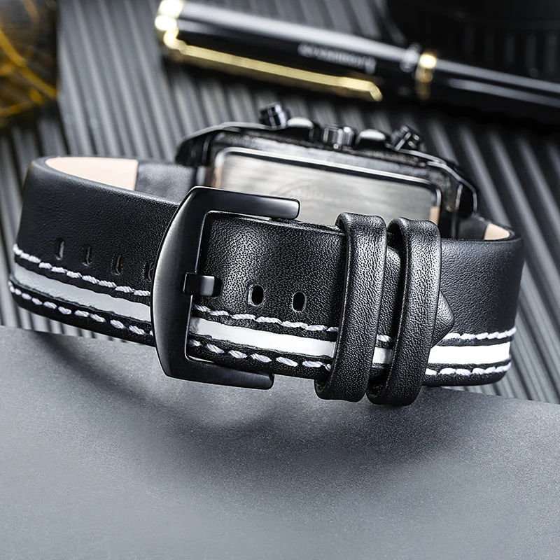 SANDA спортивные Heren Horloges Лидирующий бренд Роскошный хронограф Lederen ремешок Кварцевые Военные Horloges Mannelijke Klok Relogio Masculino
