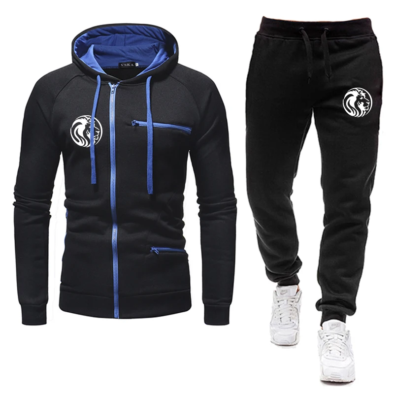 

Autumn Winter Men's Sets Tracksuit 2 Piece Jackets Hoodie Pants Set Casual Zipper Sweatshirts Men Clothing Outerwear Sports Suit