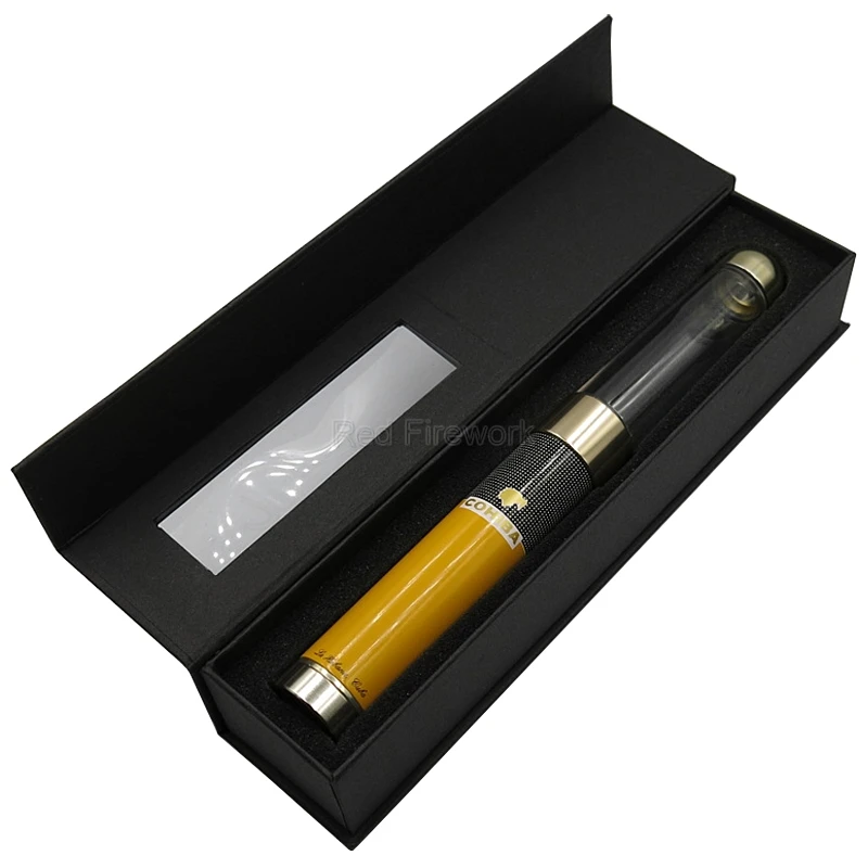 COHIBA брендовая Регулируемая трубка для сигар пластиковая металлическая коробка для сигар для путешествий и офиса Humidor один держатель емкость для сигар W/Подарочная коробка