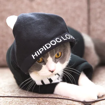 

Pet Clothes Small Cat Hoodie Coat Chihuahua Cat Letter Hooded Sweatshirt French Warm Puppy Clothes Hoodie For Cat