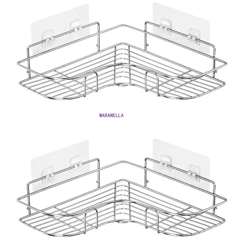 

2-Pack Corner Shower Caddy, Stainless Steel Wide Space Shower Shelf with Adhesive, Hanging Storage Organizer Strong and Sturdy f