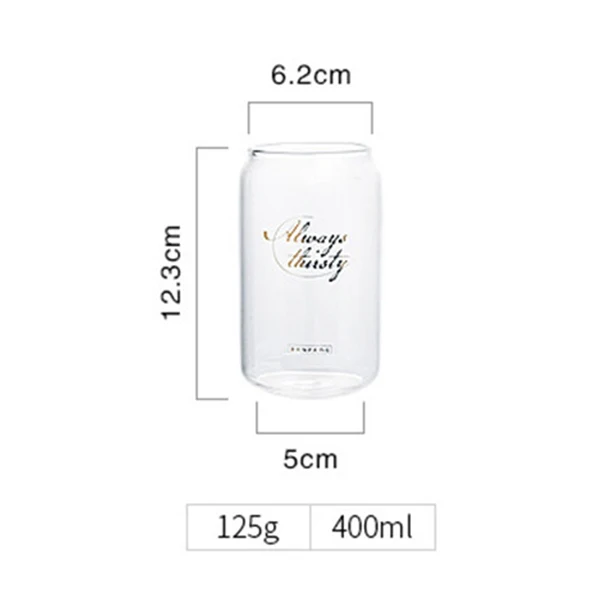 400ml Cola Can стеклянная кружка для завтрака молоко чай кофе бокалы для коктейлей золотые черные буквы термостойкая прозрачная Питьевая Посуда домашний подарок - Цвет: 400ml