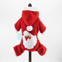 Рождественская Одежда для собак, зимнее дизайнерское пальто Санта-Клауса для маленьких собак, теплый комбинезон с капюшоном, Рождественская куртка для чихуахуа, одежда