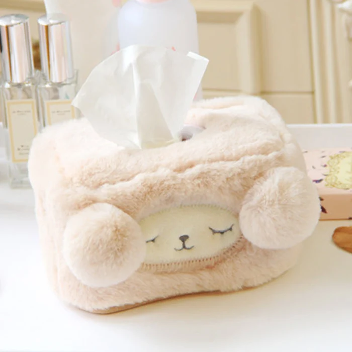 Plush Cartoon Sheep Tissue Box Cover Car Livingroom Bedroom Stuffed Tissue Box Holder MYDING
