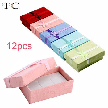 12pcs/lot Assorted Colors Ring Necklace Set Box Trinket Box Necklace Case Earrings Holder 5*8 Packaging Gift Box 1