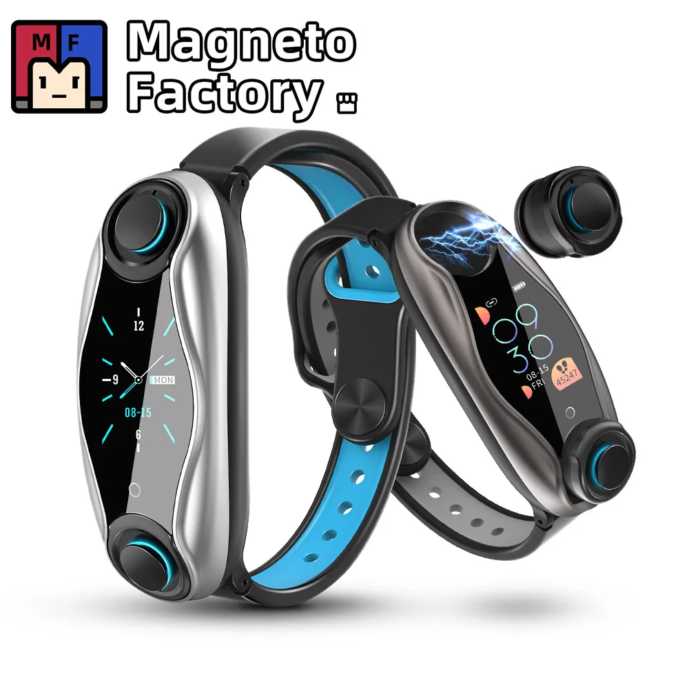 T90 Fitness Bracelet Wireless Bluetooth Earphone 2 In 1 Bluetooth 5.0 Chip IP67 Waterproof Sport Smart Watch for Apple Android