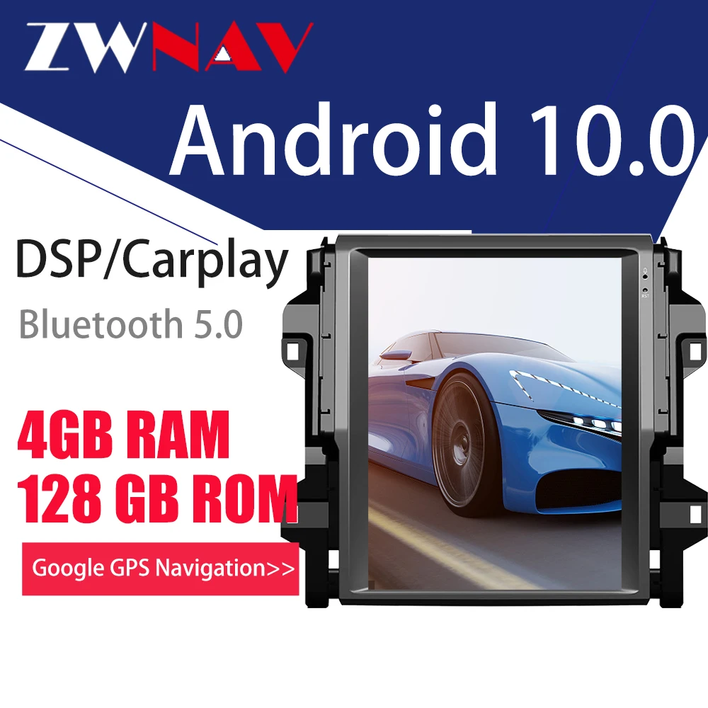

Car Android 10 128G Multimedia Player For Toyota Fortuner/Hilux 2016+ radio video Manual AC Tesla Vertical Screen gps Navigation