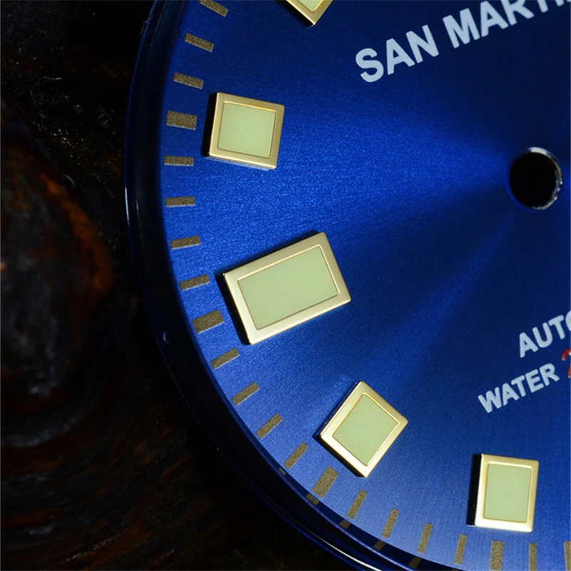 Мужские Молодежные механические часы San Martin, бронзовый стол для дайвинга, супер светящийся плавательный водонепроницаемый кожаный ремешок, Ретро Спорт