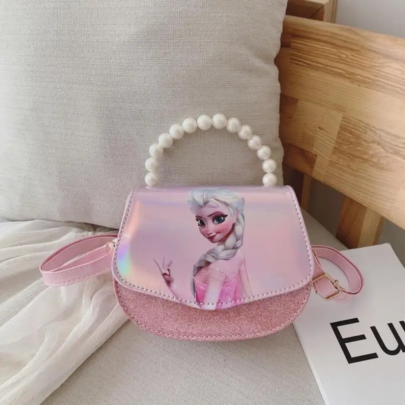 Bolso pequeño de Elsa para chicas, cartera pequeña de mano con diseño de dibujo animado, estilo mensajero