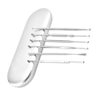

1 Box/6pcs Ear Cleaning Tools Set Stainless Steel Ear Cleaner Ear Wax Removal Tool for Home Daily Use (Silver)