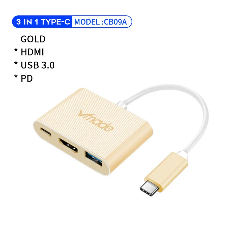 CB09A-Gold USB C концентратор USB 3,0 HDMI 4K адаптер док-станция для MacBook Pro/huawei P20 Тип C конвертер Поддержка PD быстрое зарядное устройство USB разветвитель - Цвет: CB09A-Gold