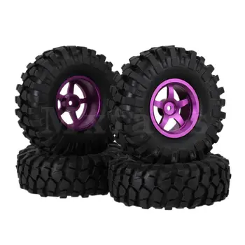 

Mxfans 4pcs RC1:10 Rock Crawler Simulation Rubber Tire+ Purple Alloy 5-Spoke Wheel Rims