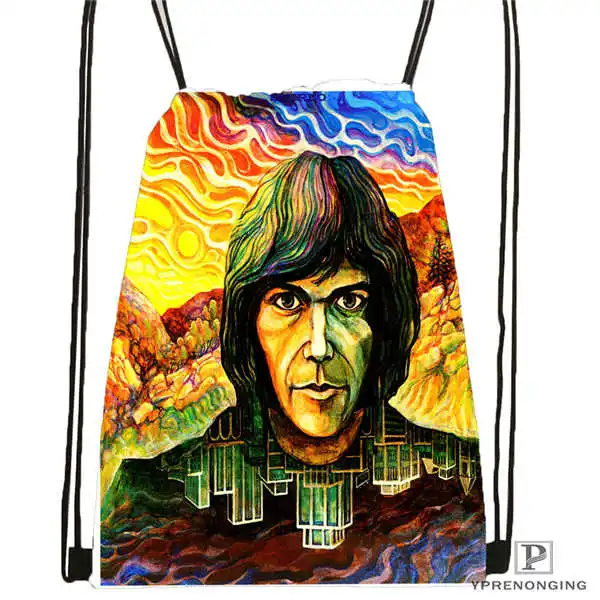 Drawstring Backpack Индивидуальная походная сумка на шнурке Neil Young, милый рюкзак для детей(черная спинка), 31x40 см#180531-04-65 - Цвет: Drawstring Backpack