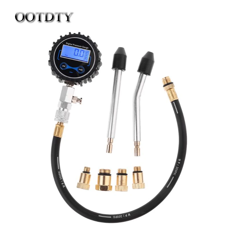

OOTDTY Compression Tester Pressure Gauge Tester Kit Motor Auto Petrol Gas Engine Cylinder Motorcycle Pressure Gauge with Adapter
