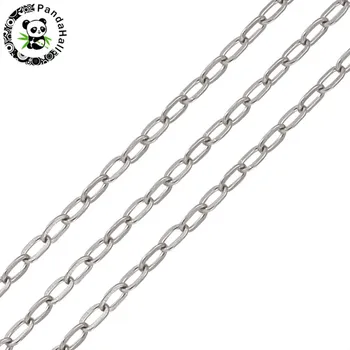 

316 Stainless Steel Cross Chains, Stainless Steel Color, 4x2mm