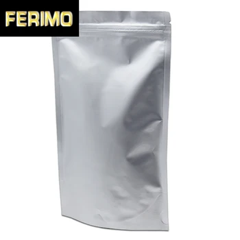 

200Pcs/Lot Glossy Stand Up Mylar Ziplock Pouches Food Storage Packaging Silver Pure Aluminum Foil Zip Lock Bag With Zipper
