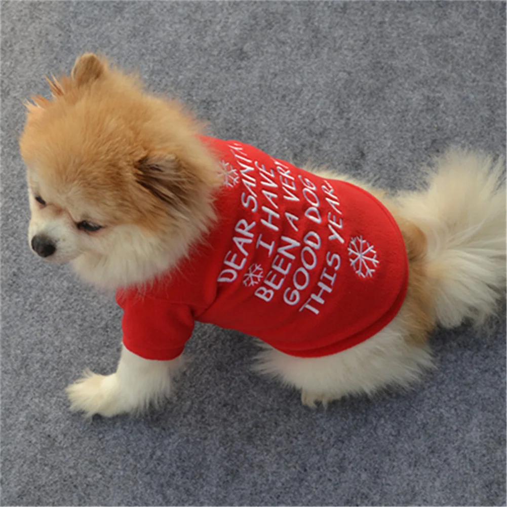 Pet Clothing Winter New Warm Fleece Embroidered Christmas Sweater Coat Jacket Chihuahua Schnauzer Puppy Dog Clothes