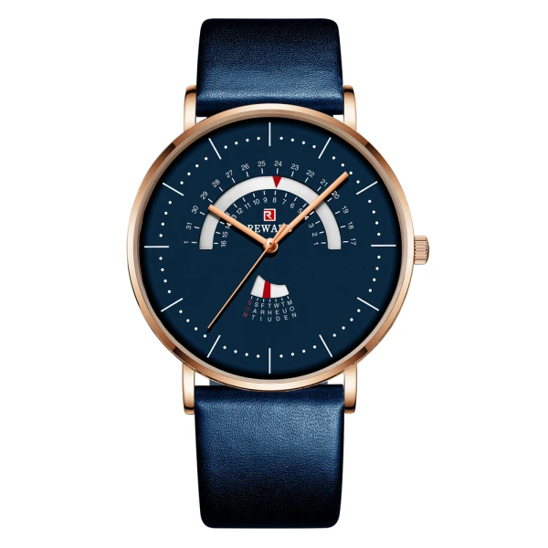 leather blue Мужские часы Relogio Masculino, Роскошные водонепроницаемые часы из нержавеющей стали, мужские модные часы с датой, Relojes Hombre - Цвет: leather blue