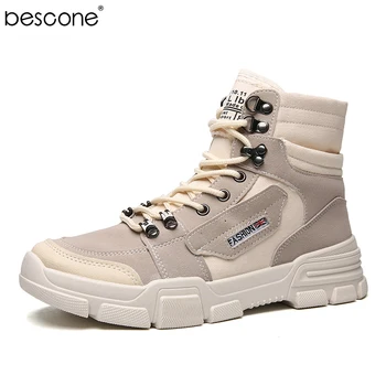 

BESCONE Man's High Top Ankle Boots Pigskin Martin Booties Outdoor Lace Up Footwear Casual Shoes Botas Hombre ZTF-982