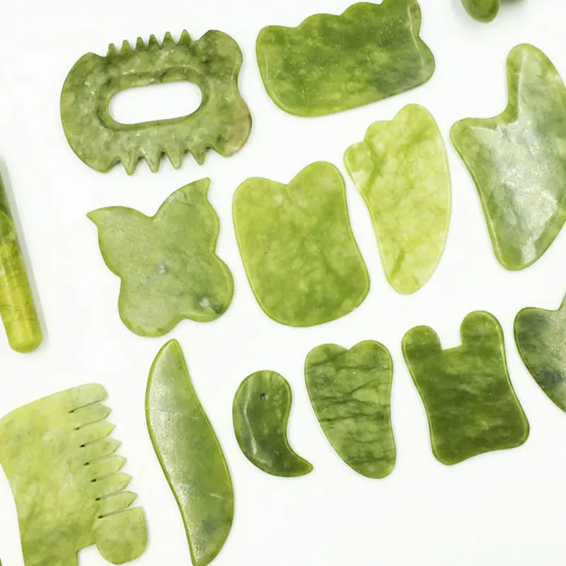 Natural Jade Stone Gua Sha Gouache Scraper For Body Neck Home Sse Face Lift Back Pressotherapy Cellulite Massager Tools Devices