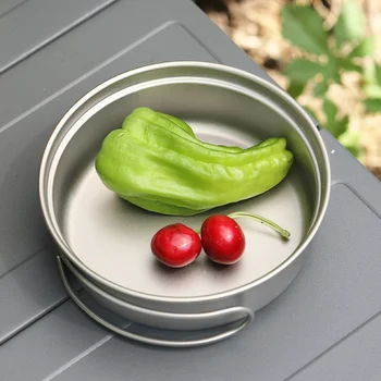 

350ml Portable Ultralight Titanium Fry Pan Cookset Outdoor Camping Picnic Cookware Set With Folding Handles Accessories