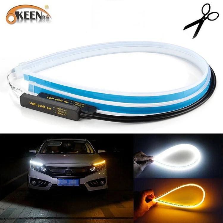OKEEN Universal Car DRL & Turn Signal Flexible Soft LED Strip Lights (2PCS)