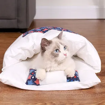 

Warm Cat Sleeping Bag Removable Cat Bed Winter Warm Cat House Small Pet Bed