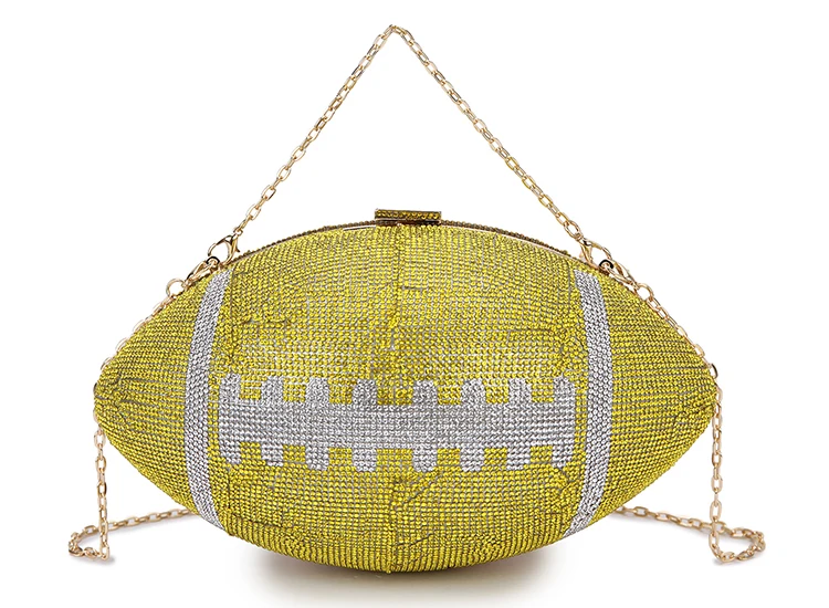 Luxy Moon Yellow Einzigartige Rugby-Clutch mit Pailletten, Vorderansicht